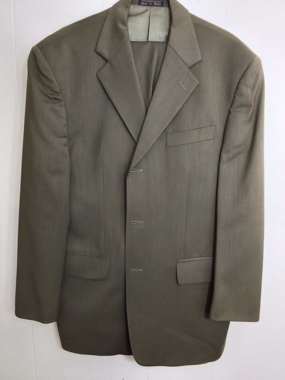 Claudio Morelli Men's  Suit  Jacket 40R Pants 34 X  28 with cuff Olive Green